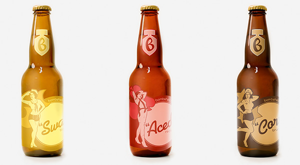Beer label design for blonde, redhead, and brunette brews	