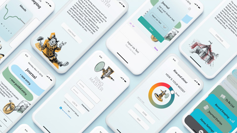 Tiled mobile app screens.
