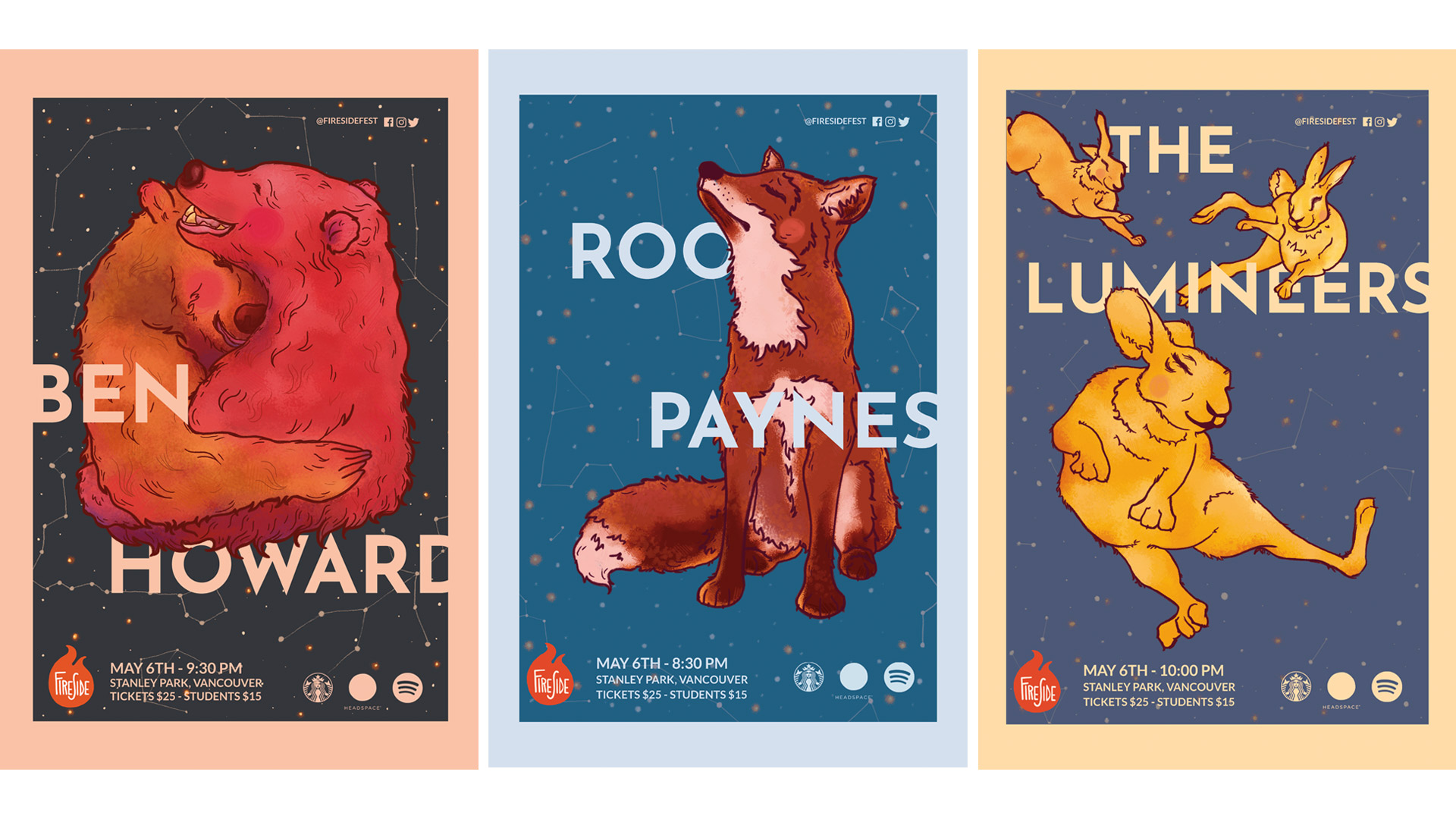 Three posters side by side.