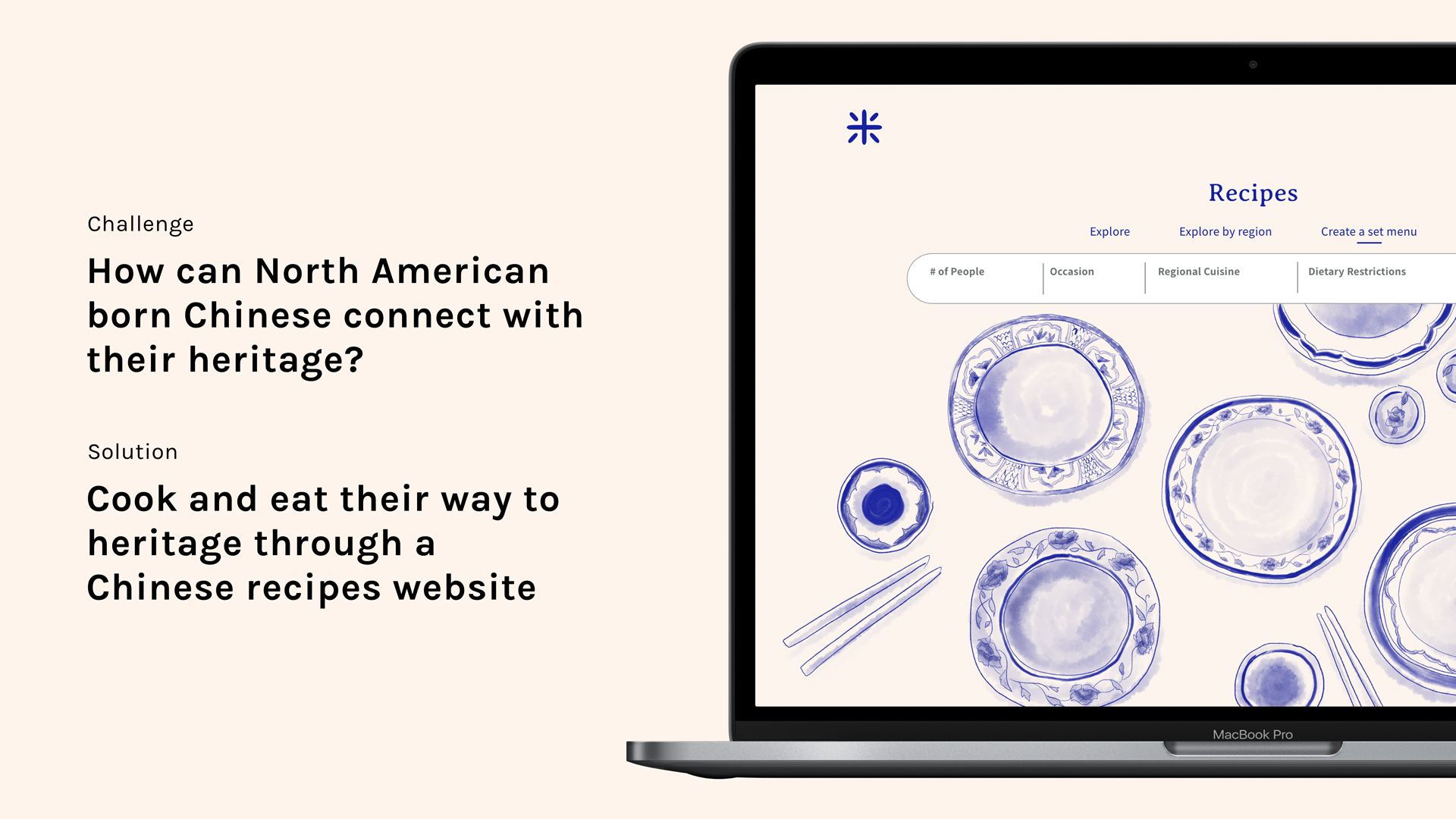 Challenge–How can North American born Chinese people connect with their heritage? Solution–Cook and eat their way to heritage through a Chinese recipes website.