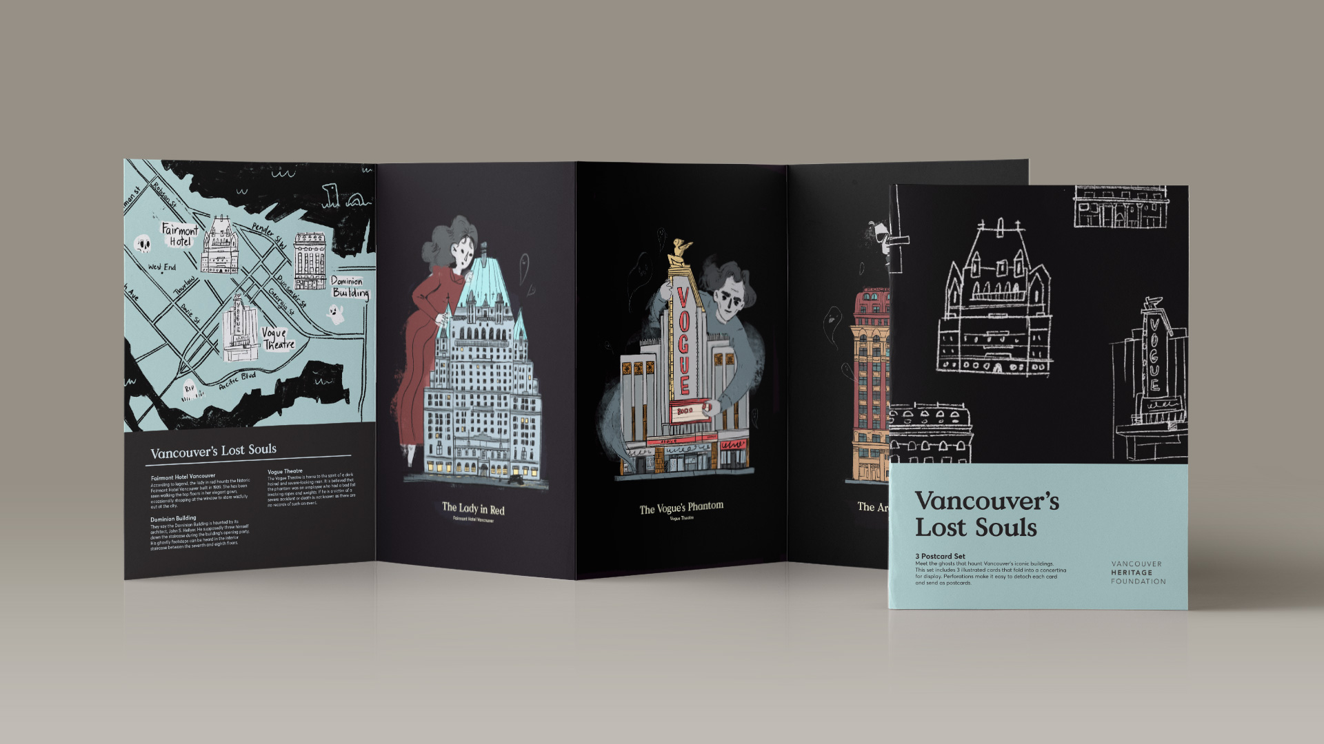 Postcard series of famous Vancouver buildings.