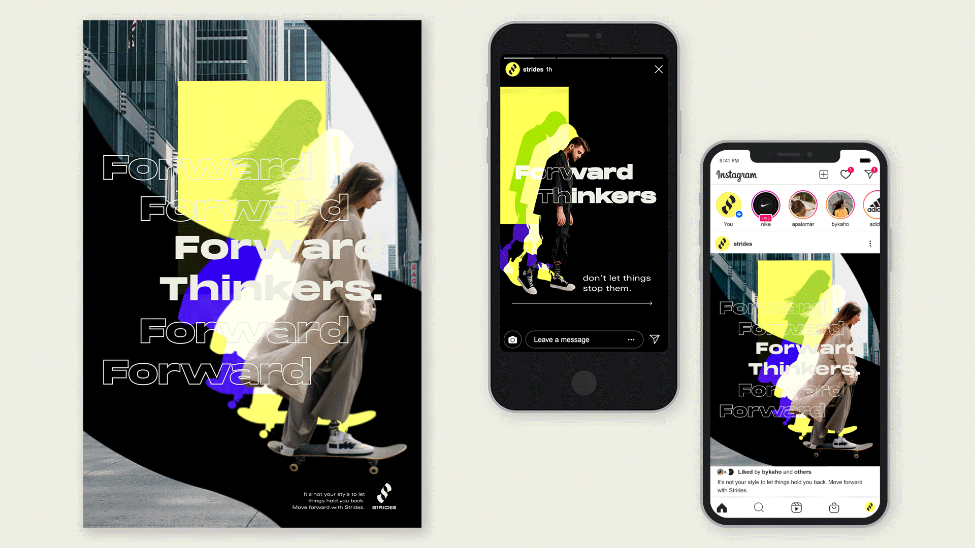 Branding, print, digital advertisement design for Strides, a shoe retailer for leg amputees by Mikaela Johnson Capilano University IDEA graduate