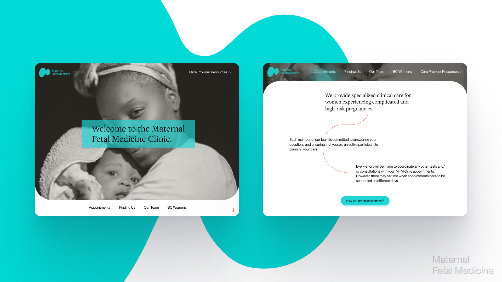 Branding and website design by Coralie Mayer for the Maternal Fetal Medicine Clinic at BC Women’s hospital.