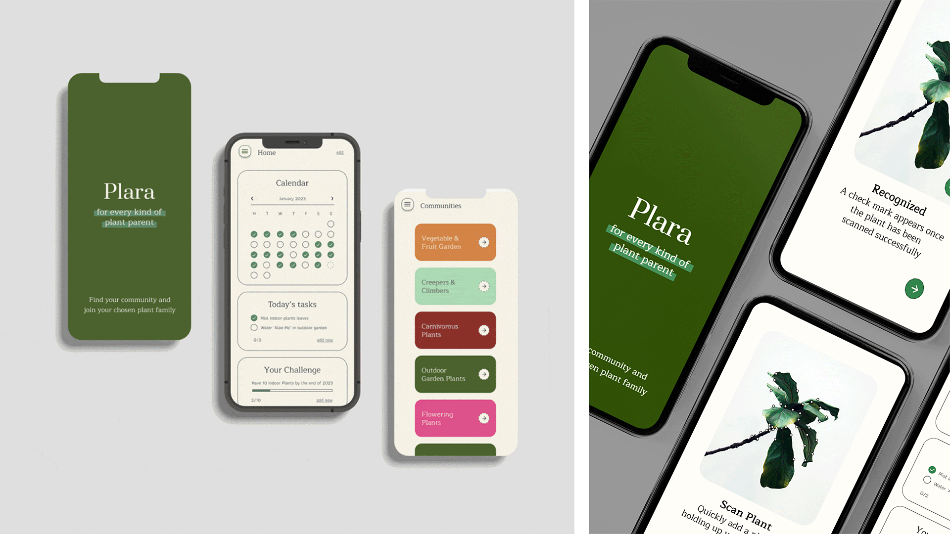 App screens on a white background with three phones displaying different phone screens. On the right, a picture of phones displaying the app screens.