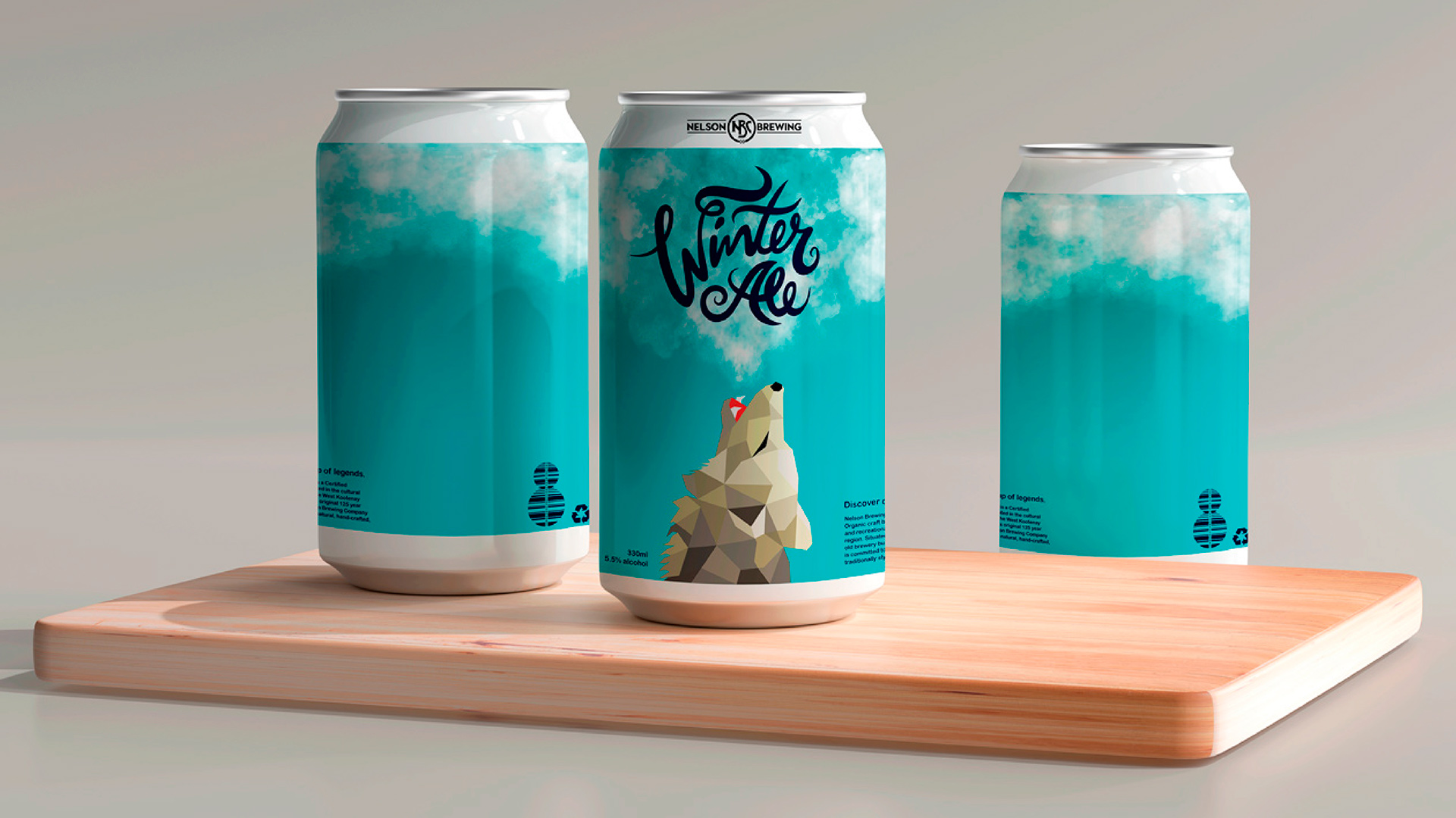 Beer cans mocked up with illustrations.