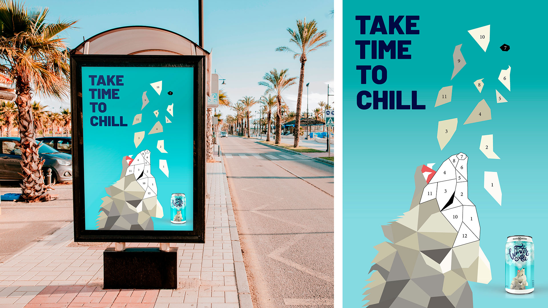 Mocked up bus shelter ad poster with puzzle.