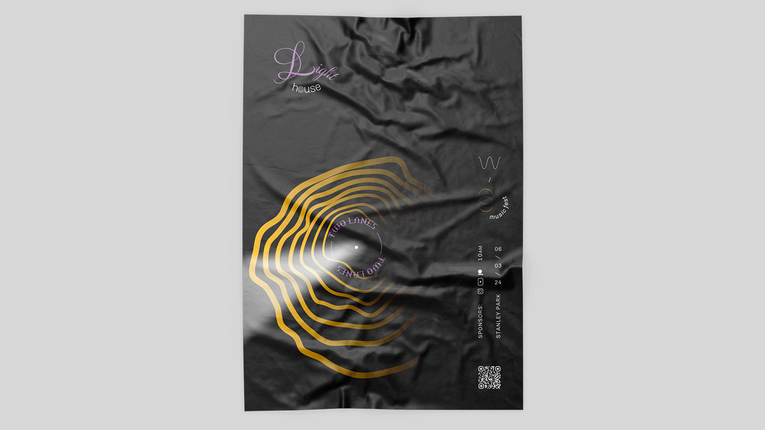 A looping GIF shows a series of three posters overlaid on a grey background, each representing a different artist.
